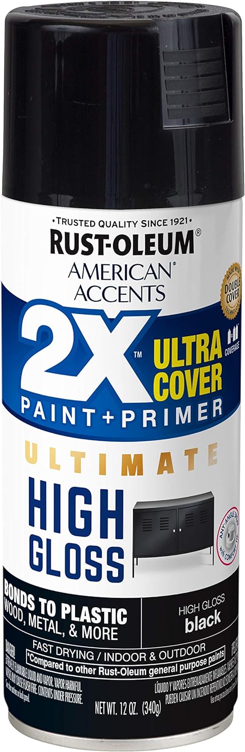 Rust-Oleum 328374 American Accents Spray Paint, 12 Oz, High Gloss Black