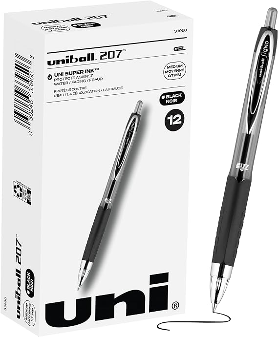 Uniball Signo 207 Gel Pen 12 Pack, 1.0mm Bold Black Pens, Gel Ink Pens | Office Supplies Sold by Uniball are Pens, Ballpoint Pen, Colored Pens, Gel Pens, Fine Point, Smooth Writing Pens