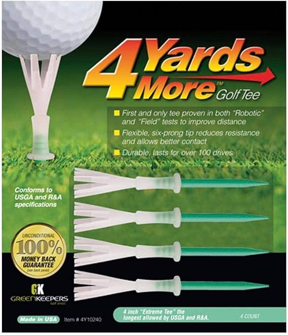 Green Keepers 4 Yards More Golf Tee , 3 1/4 Inch, Blue, 4 Count (Pack of 1)