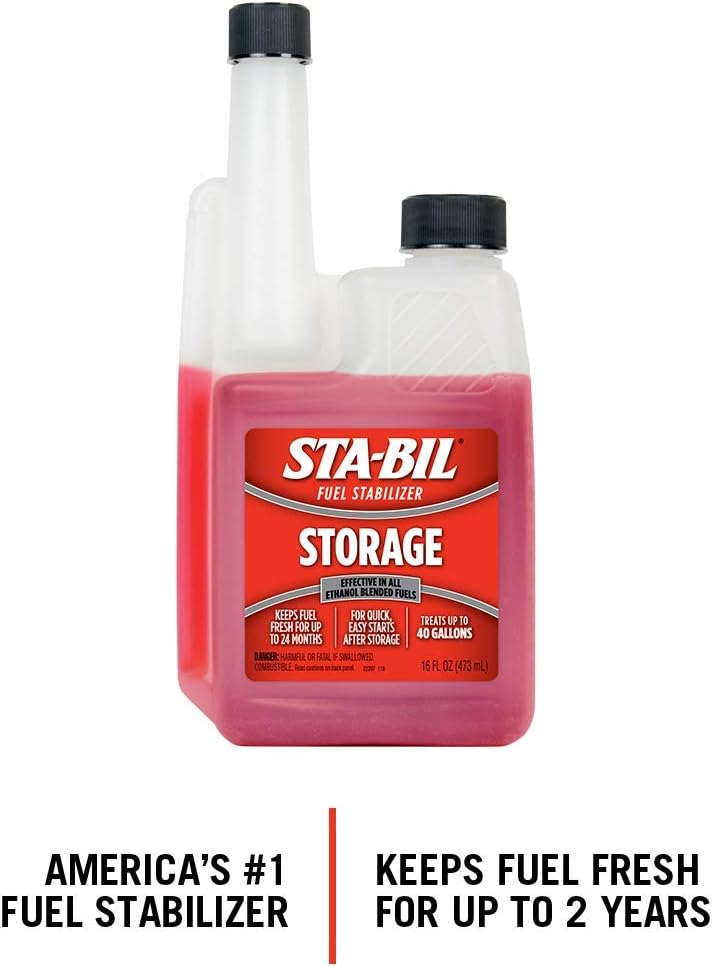 STA-BIL Storage Fuel Stabilizer - Keeps Fuel Fresh for 24 Months - Prevents Corrosion - Gasoline Treatment that Protects Fuel System - Fuel Saver - Treats 40 Gallons - 16 Fl. Oz. (22207-12PK)