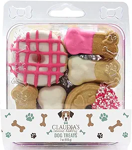 Claudia's Canine Bakery Pink Passion Assortment of Gourmet Dog Cookies, 7oz